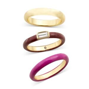 Gold-Tone 3-Pc. Set Crystal & Color Stack Rings Size 7